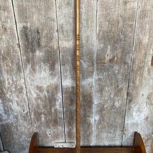 Puede incluir: Un bastón de madera con un mango tallado en forma de cabeza de animal. El bastón es marrón y tiene una superficie texturizada.