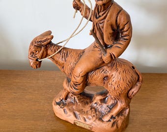 Ancienne Figurine Poterie LASCOUR Terre Cuite Marron Made In France #C233