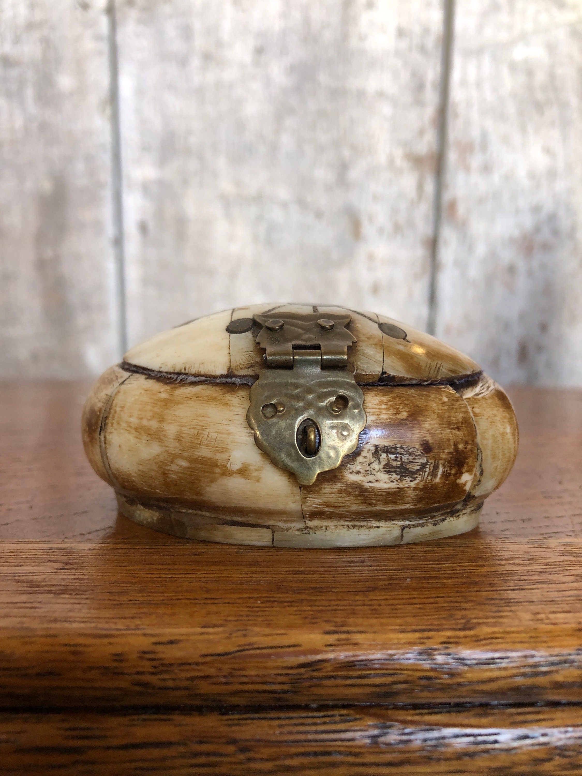 Grande Boîte à Bijoux En Os De Chameau Poli - Fabriquée En Inde, Vintage, Occasion