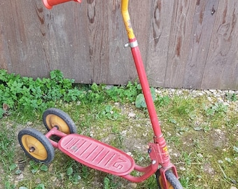 Oude NORDY kinderscooter rood metaal jaren 1970 Vintage #A674