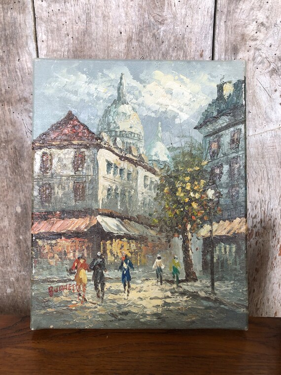 Old Painting Caroline BURNETT View of Paris Sacré Coeur Oil on