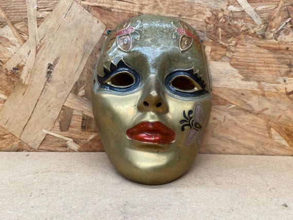 古い装飾的なヴェネツィア マスク塗装真鍮ヴィンテージ #B598 - Etsy 日本