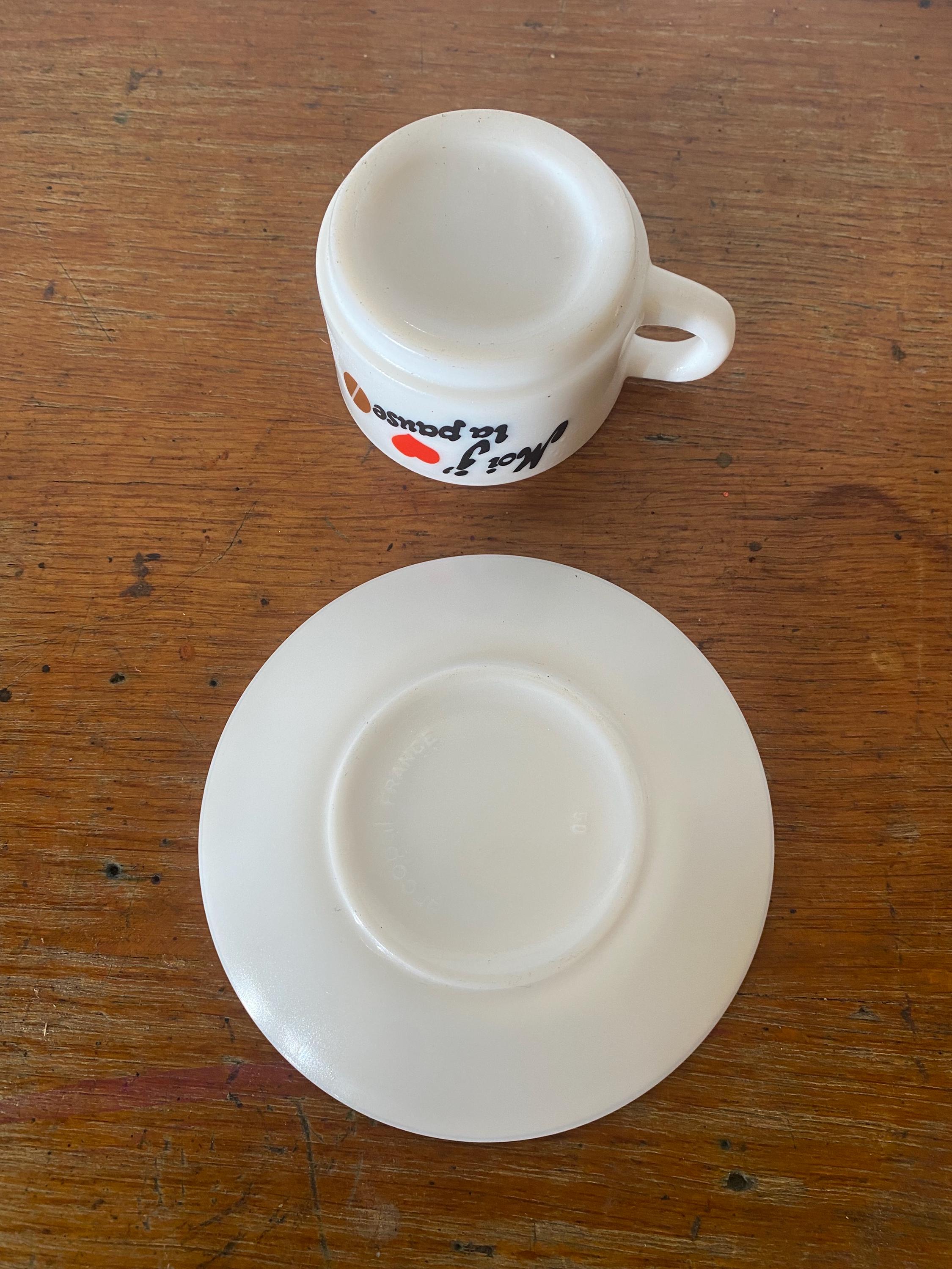RARE Lot 4 Tasses Café Expresso / 6 soucoupes vintage ARCOPAL