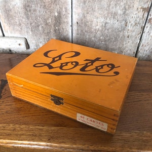 Ancien Jeu Du LOTTO Réf 1613 Boîte Bois 48 Cartes + 90 Boules Plastiques #A793