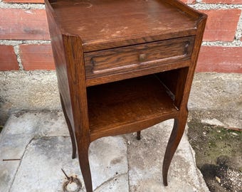 Bedside Table Louis XV Style Wood Drawer + Vintage Case #C598