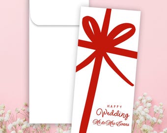 Personalized Wedding Money Gift Envelope, Custom Names