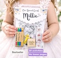 A5 Personalized Kids Wedding Activity Pack: Sage Green Leaf Colouring Book, Kraft Favours