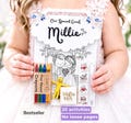 A5 Personalized Kids Wedding Activity Pack: Sage Green Leaf Colouring Book, Kraft Favours