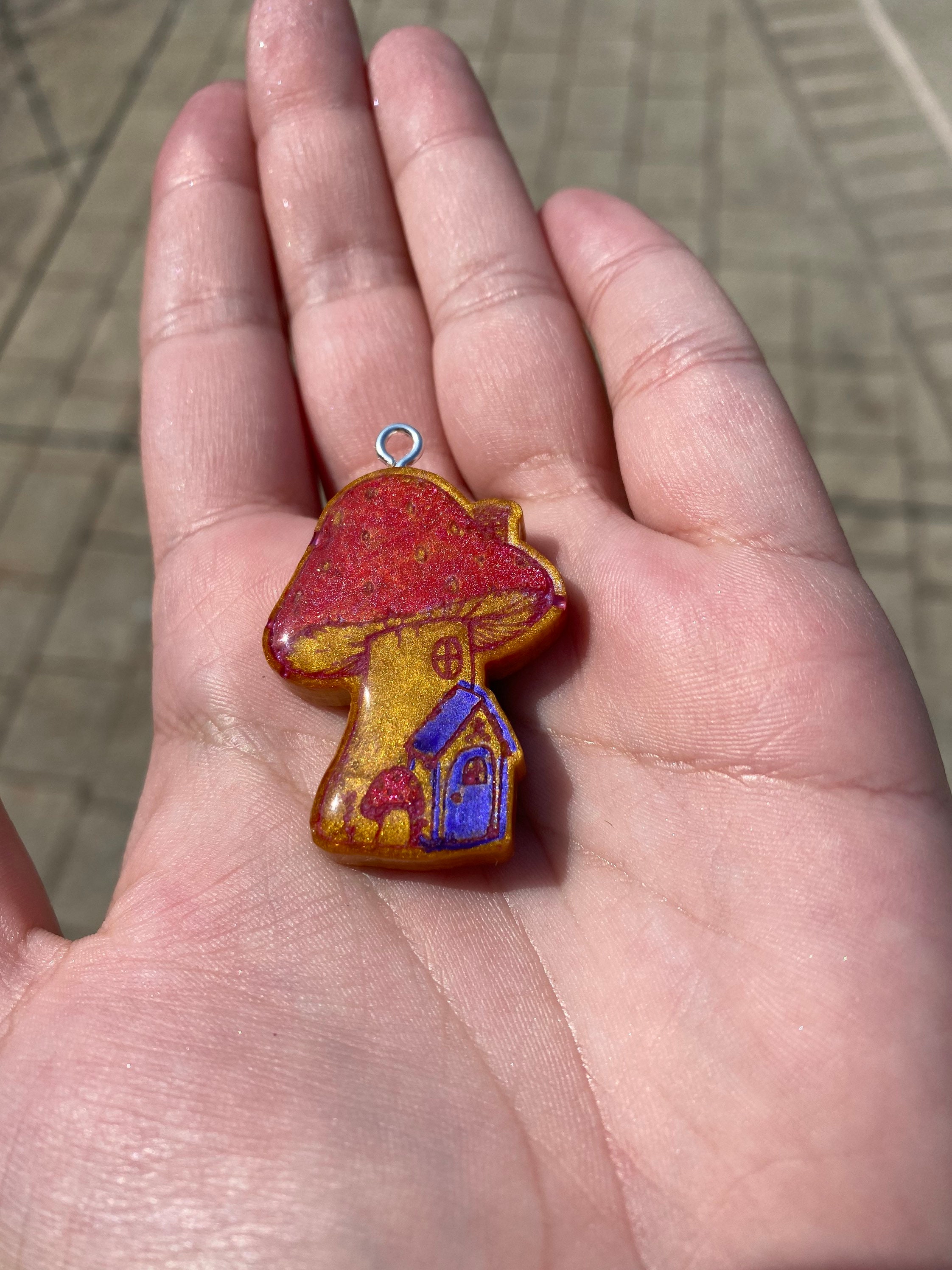 Mushroom House Key Chain Etsy