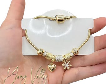 14 Karat vergoldetes Charm-Armband mit Herzanhänger, verstellbare Kette, elegantes Schmuckstück für Damen – das perfekte Geschenk