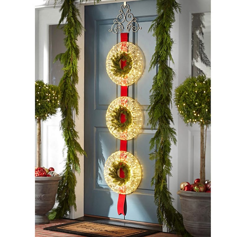 Members Mark Prelit Microlight Threewreath Door Hanger Etsy