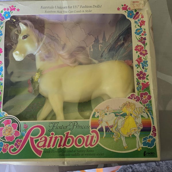 Vintage Rare 1983 Flower Princess Rainbow Horse/Unicorn NIB by Creata