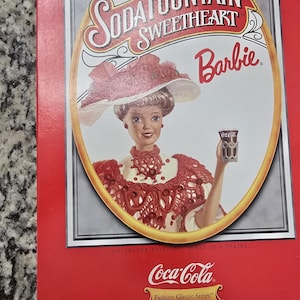 Vintage rare 1996 soda fountain sweetheart first in a series coca cola Barbie NIB by Mattel