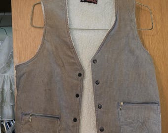 Chaleco vintage HiGear de pana con forro polar Sherpa, talla M