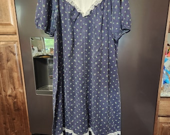 Vintage Hawaiin blue print dress