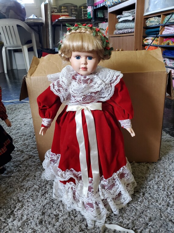 Vintage Rare 19 Blonde Hair Blue Eyed Porcelain Doll Etsy