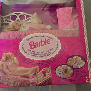 Vintage Rare 1994 Bedtime Barbie with Bed NIB by Mattel-Eyes Discolored