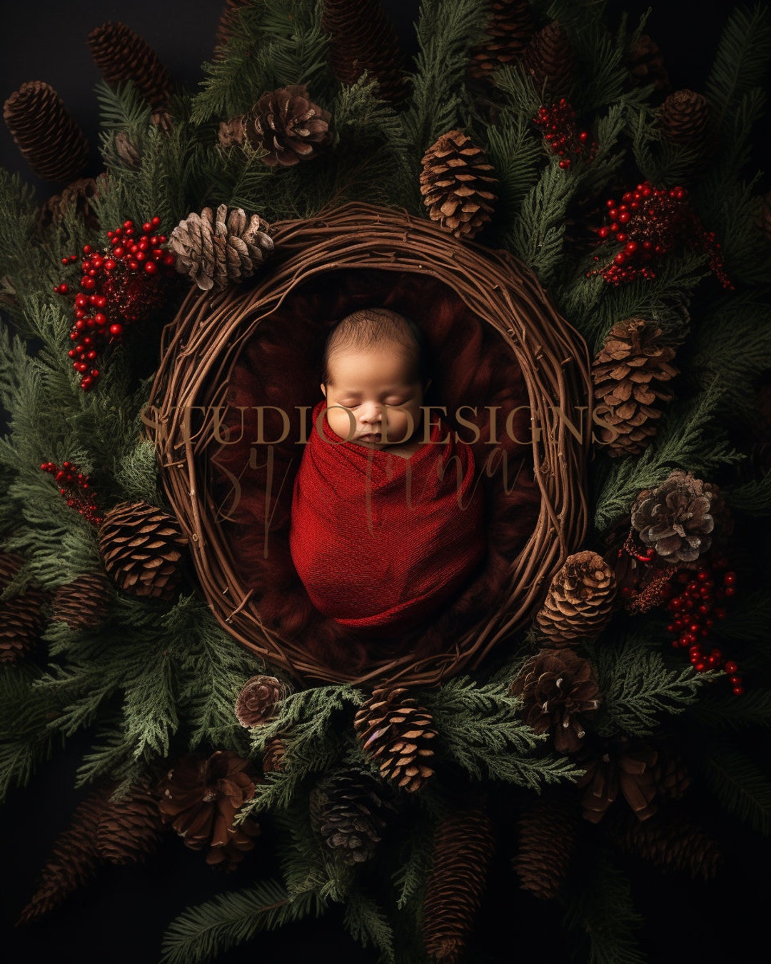 Newborn Christmas Digital Background, Newborn Digital Backdrop