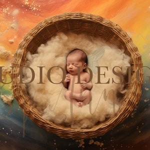 Digital Backdrop Newborn Rainbow, Newborn Digital Photo Prop, Newborn Digital Background Prop,  Clouds, Multicolour
