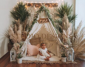 Children 1st birthday Digital Backdrop ,Digital composition, composite background, celebration, baby birthday backdrop