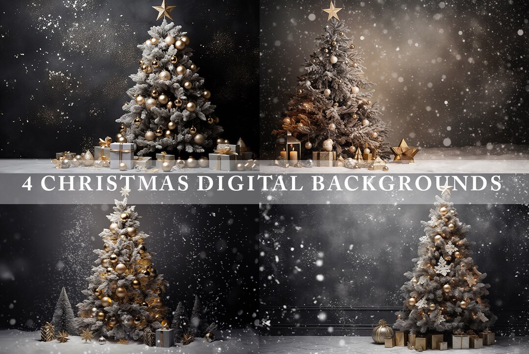 4 Christmas Digital Backgrounds Bundle, Pack of 4 Christmas Composites