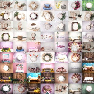 80 Neugeborene digitale Hintergründe, Big Bundle, Newborn Zusammengesetzte, Neugeborenen Hintergrund, Baby Digital, Boho, Blumen, Minimal, weiß, rosa, blau,