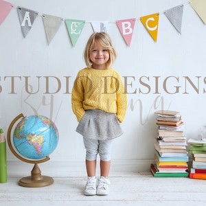 School Digital Background, Back to school Backdrop, Classroom overlay, Photoshop composition, kids portrait composite, graduation backdrop
