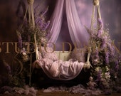 Newborn Floral Swing, Newborn Digital Background, Newborn Digital Backdrop, Floral Backdrop Maternity Photography Overlay, Photo Prop