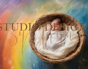 Digitaler Hintergrund Newborn Regenbogen, Newborn Digital Photo Prop, Newborn Digital Background Prop, Wolken, Multicolour