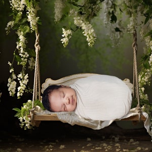 Newborn Floral Swing, Newborn Digital Background, Newborn Digital Backdrop, Floral Backdrop Maternity Photography Overlay, Photo Prop