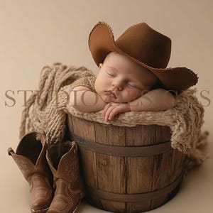 Cowboy newborn Digital Backdrop , Farm Newborn Digital Photo Prop, cowgirl baby basket composite, instant download, boots brown neutral
