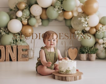 Children 1st birthday Digital Backdrop ,Digital composition, composite background, minimal balloons, celebration, ONE