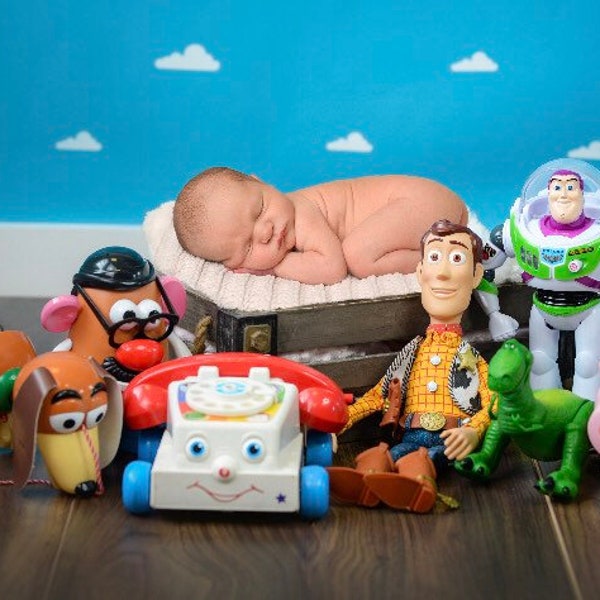 Toy Story Newborn digital background, digital prop sale, newborn photo background, baby composition, boy or girl toys digital composite