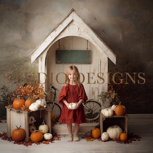 Halloween Digital Backdrop , children Digital composition, spooky cute background kids overlay, pumpkins, autumnal tones, fall digital scene