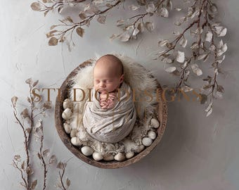 Digital Backdrop Newborn Floral basket, Newborn Digital Photo Prop, baby Prop, floral Composite, baby floral composition, newborn background