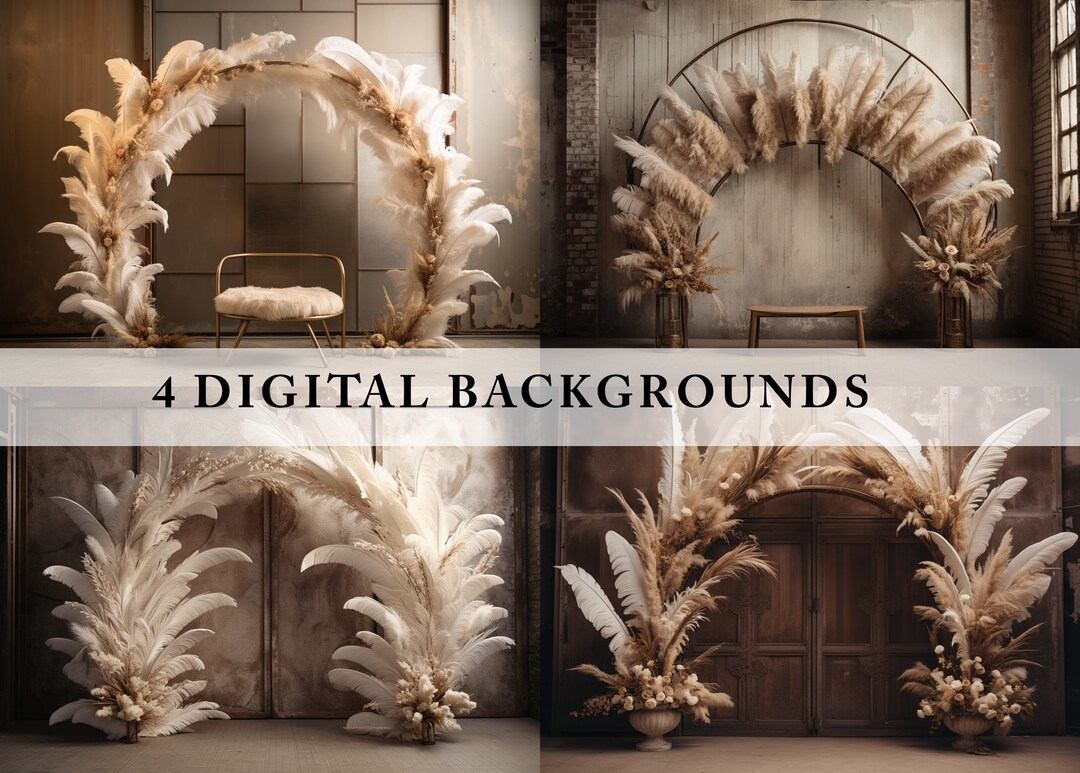 4 Boho Maternity Digital Backgrounds Bundle, Arch Bridal Digital ...