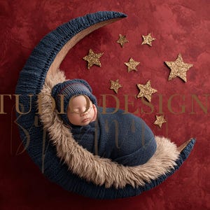 Digital Backdrop Newborn moon and Stars, Newborn Digital Photo Prop, Newborn Digital Background Boy Prop, red, moon