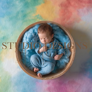 Digital Backdrop Newborn Rainbow, Newborn Digital Photo Prop, Newborn Digital Background Prop,  Clouds, Multicolour