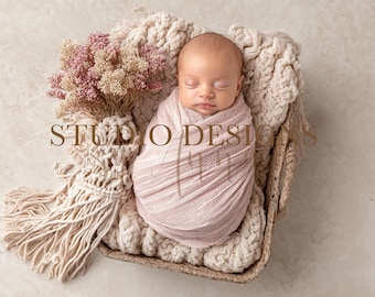 Digital Backdrop Newborn Floral basket, Newborn Digital Photo Prop, baby Prop, floral Composite, baby floral composition, newborn background