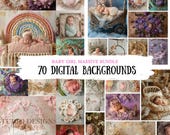70 Newborn Digital Backgrounds Massive Bundle, Newborn Composite, Newborn Backdrop, Baby Digital Overlay, Girly Floral Package baby girl