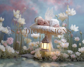 Magical Fairy Backdrop children Digital composition, Whimsical photo overlay, Princess digital background, girly dreamy photo set up