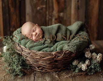 Digital Backdrop Newborn green basket, Newborn Digital Photo Prop, baby Prop, Composite, baby bed composition, newborn backdrop