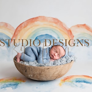 Digital Backdrop Newborn Rainbow, Newborn Digital Photo Prop, Newborn Digital Background Prop,  Clouds, Multicolour