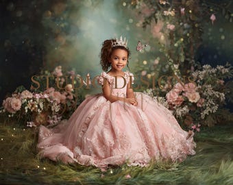 Magical Princess Backdrop children Digital composition, Whimsical photo overlay, Princess digital background, girly dreamy photo set up