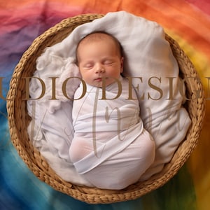 Digital Backdrop Newborn Rainbow, Newborn Digital Photo Prop, Newborn Digital Background Prop,  Clouds, Multicolour