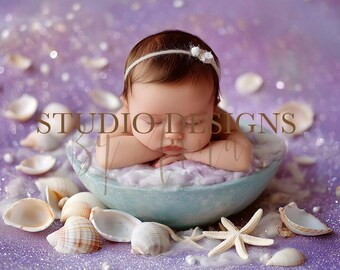 Digital Backdrop Newborn Girl Purple, baby Digital Photo Prop, Newborn Digital composite Prop overlay, Purple