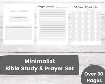 Minimalist Bible Study and Prayer Journal Printable | Instant Download, Bible Study, Sermon Notes, Ink & Printer Friendly, Clean Design