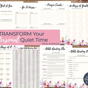 Ultimate Bible Study and Prayer Journal Printable | Instant Download, Bible Study Planner, Sermon Notes, Bible Challenges, Floral Design