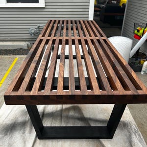 George Nelson Inspired Slatted Bench, Hand Built to Your size, Mid-century Modern Entryway, Mudroom Patio, Bedroom, Coffee Table, Bench