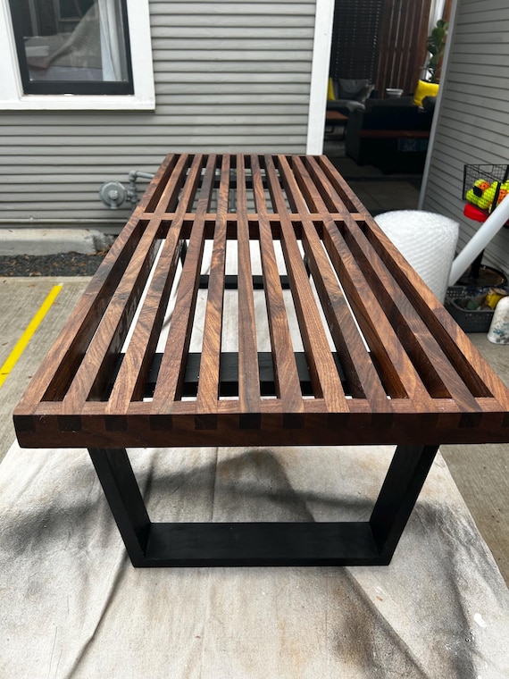 Hand Built, George Nelson inspired, Slatted Bench: Mid-Century Modern Bench